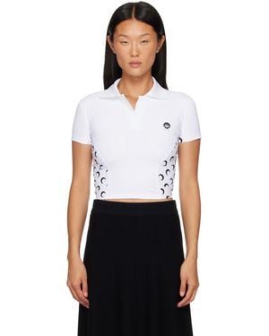 Marine Serre Athleisure Short Sleeve Polo - White