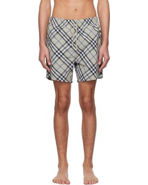 Burberry トープ チェック スイムショーツ - ブラック