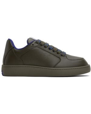 Burberry Khaki Leather Stock Trainers - Black