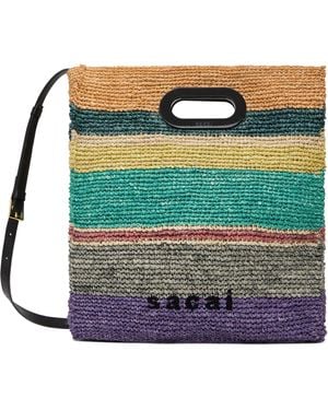 Sacai マルチカラー ミディアム New Shopper ラフィア バッグ