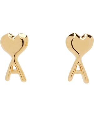 Ami Paris Ami De Coeur Hammered Earrings - Black