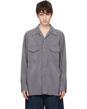 Lemaire Convertible Collar Dry Silk Shirt - Grey