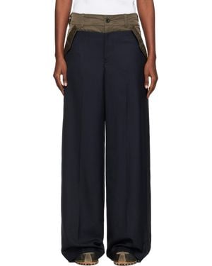 Sacai Khaki Suiting Mix Trousers - Black
