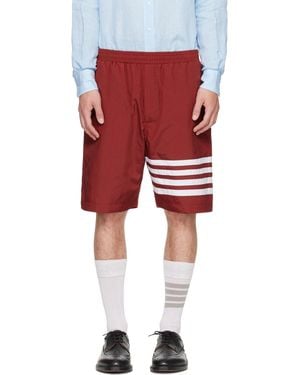Thom Browne 4 Bar Elastic Waistband Track Shorts - Red