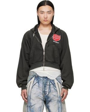 RIVINGTON roi Rebis Anti Death Rose Zip Hoodie - Black