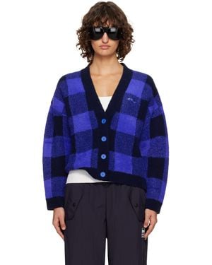 Off-White c/o Virgil Abloh Jacquard Check Knit Cardigan - Blue