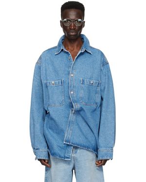 Hed Mayner Patch Pocket Denim Shirt - Blue