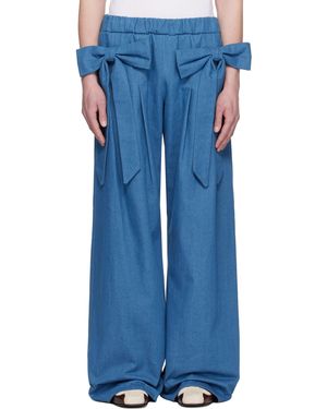 Andrej Gronau Bow Ribbon Denim Joggers - Blue