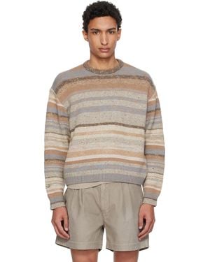 ERL Striped Knit Crewneck - Brown