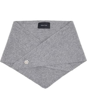 Simone Rocha Embellished Cashmere Neckerchief Scarf - Grey