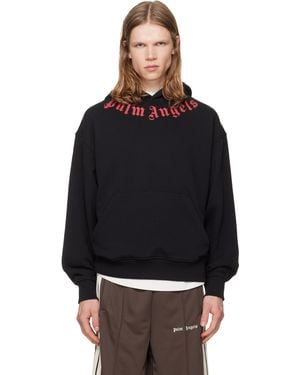 Palm Angels Neck Logo Hoodie - Black