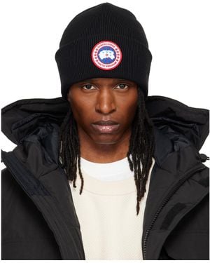 Canada Goose Bonnet Noir À Écusson À Logo