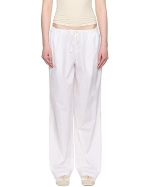 Skims Cotton Poplin Straight Leg Pyjama Trousers - White