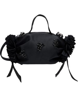 Simone Rocha Mini Double Ribbon Rosette Top Handle Bag - Black