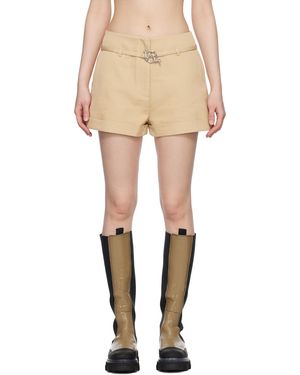 Ganni Khaki Belt Shorts - Natural