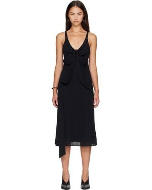 Acne Studios Silk Bow Midi Dress - Black