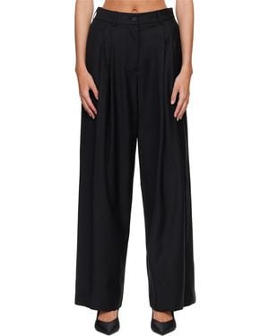 R2W Orielle Wool Wide Tapered Pants - Black
