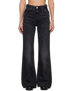 Ami Paris Jean Évasé Noir En Coton - Bleu