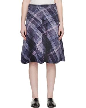Abra Trompe L'Oeil Midi Skirt - Blue