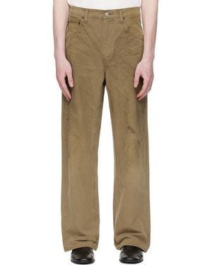 Ssstein Khaki Sulfur Dyed Oxford Vintage Wide Trousers - Multicolour