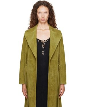 Burberry Long Suede Coat - Green
