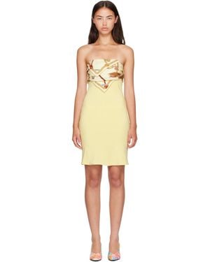 Versace Silk Crêpe Marocaine Strapless Minidress - Yellow