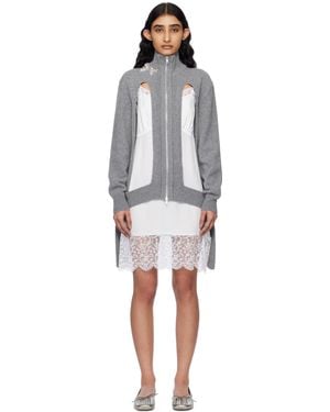Simone Rocha グレー Embellished Window ジップアップカーディガン - ブラック
