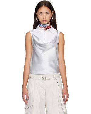 Acne Studios Haut Argenté En Satin Lustré - Bleu