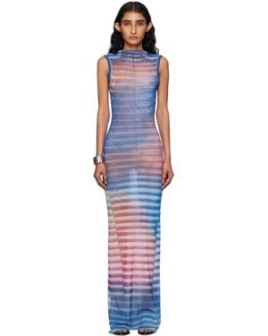 Jean Paul Gaultier High Neck Open Back Printed Air Maxi Dress - Black