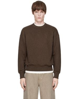 Ami Paris Tonal Embossed Ami De Coeur Sweatshirt - Brown
