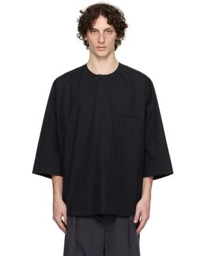 Lemaire Short Sleeve Henley - Black