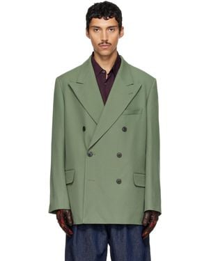 Dries Van Noten Oversized Wool Blazer - Green