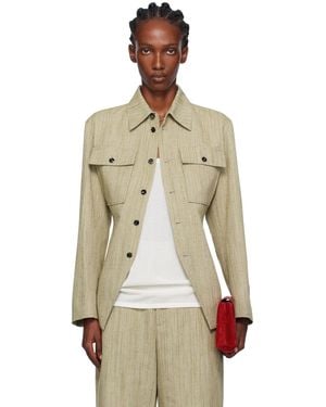 Bottega Veneta Khaki Viscose Silk Shirt Jacket - Multicolour