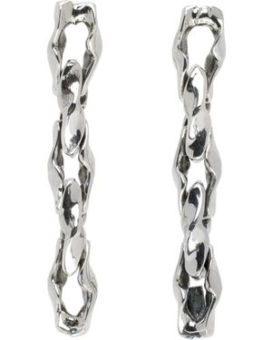 Emanuele Bicocchi Boucles D'Oreilles Argentées À Pendentif En Chaine Martelée - Blanc