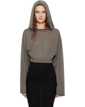 Rick Owens Concordians Cropped Hooded Tunic Hoodie - Black