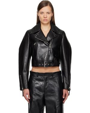Givenchy Cropped Cocoon Leather Biker Jacket - Black