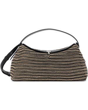 TOTEME Sac Noir Et En Cuir Tissé À Fermoir À Verrou Tournant En T