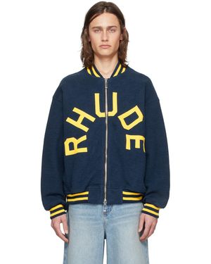 Rhude ネイビー ライン ボンバージャケット - ブルー