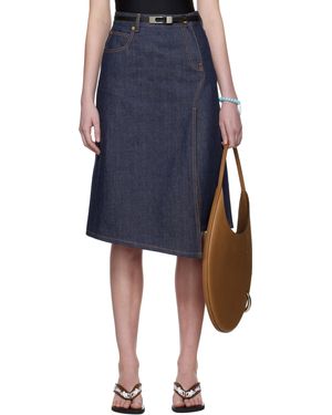 Tory Burch High Slit Denim Midi Skirt - Blue