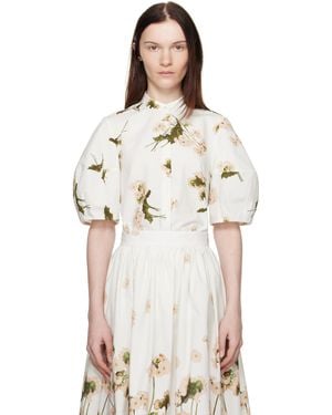 Erdem ホワイト 半袖ブラウス - ナチュラル