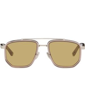 Gucci Lunettes De Soleil Aviateur Argenté Et Brun - Marron