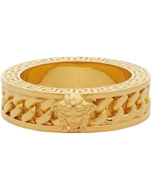 Versace Gold Medusa Head Chain Ring - Black