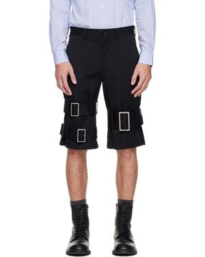 Comme des Garçons Wool Cotton Satin Shorts - Black