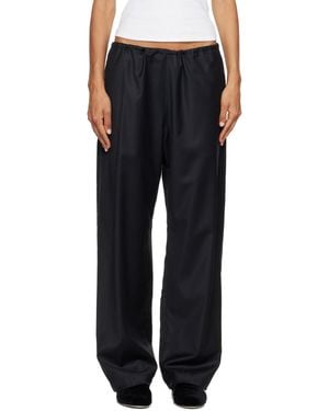 Ssstein Wool Silk Drawstring Easy Pants - Black