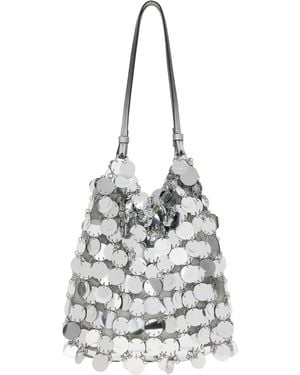 Rabanne Sparkle Discs Large Tote - White
