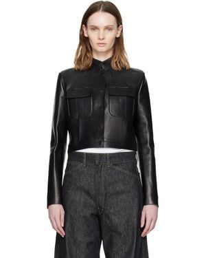 Tom Ford Bonded Nappa Leather Officer Jacket - Black