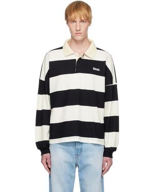 Rhude Striped Piqué Polo - Black
