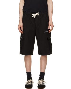 Palm Angels Curved Logo Loose Cargo Shorts - Black