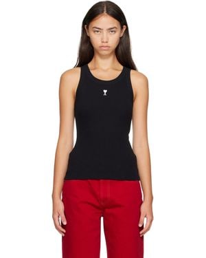 Ami Paris Cotton Ami De Coeur Tank Top - Red