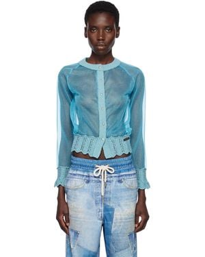 ANDERSSON BELL Cardigan Transparent Bleu En Tricot